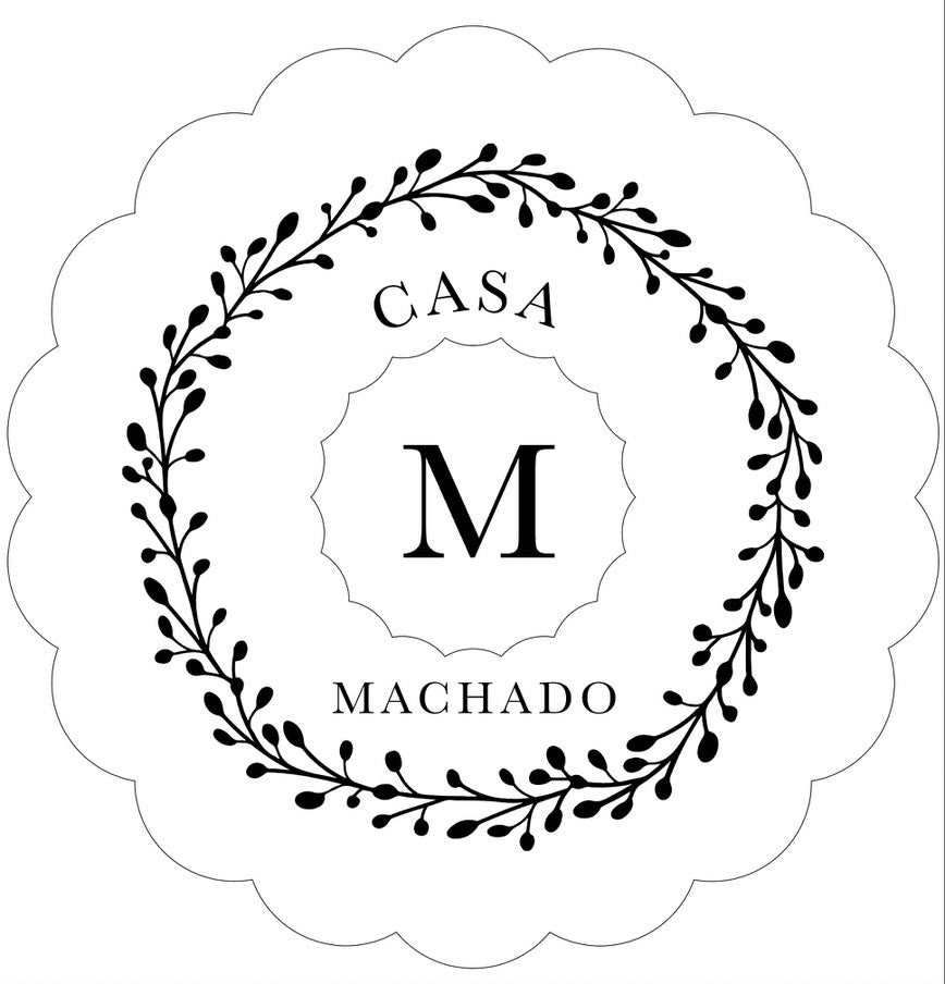 Casa Machado M monogram wreath engraving design artwork
