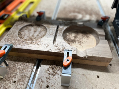 Cigar gift set trays being carved on the CNC machine