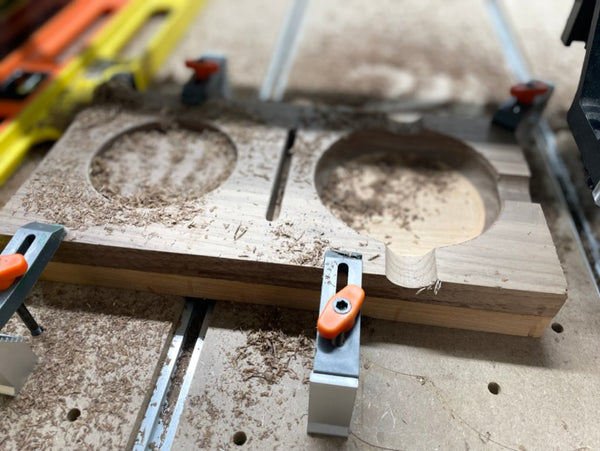 Trays being carved on the CNC machine