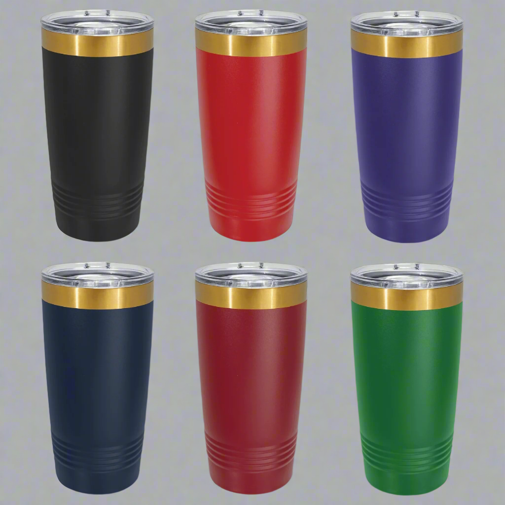 Gold ion 20 oz tumblers in an assortment of colors