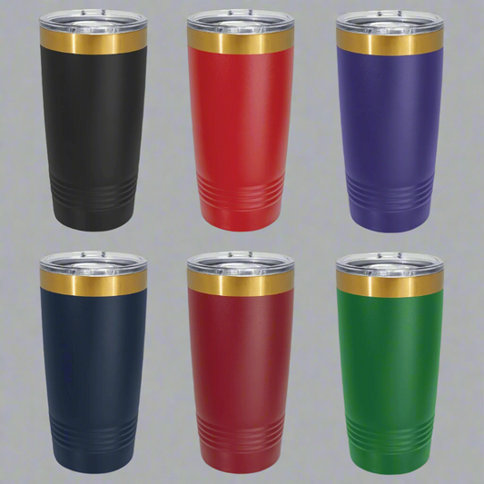 Gold ion 20 oz tumblers in an assortment of colors