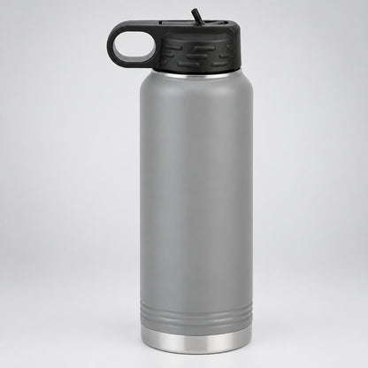 Gray stainless steel water bottle for custom engraving, 32 oz or 40 oz