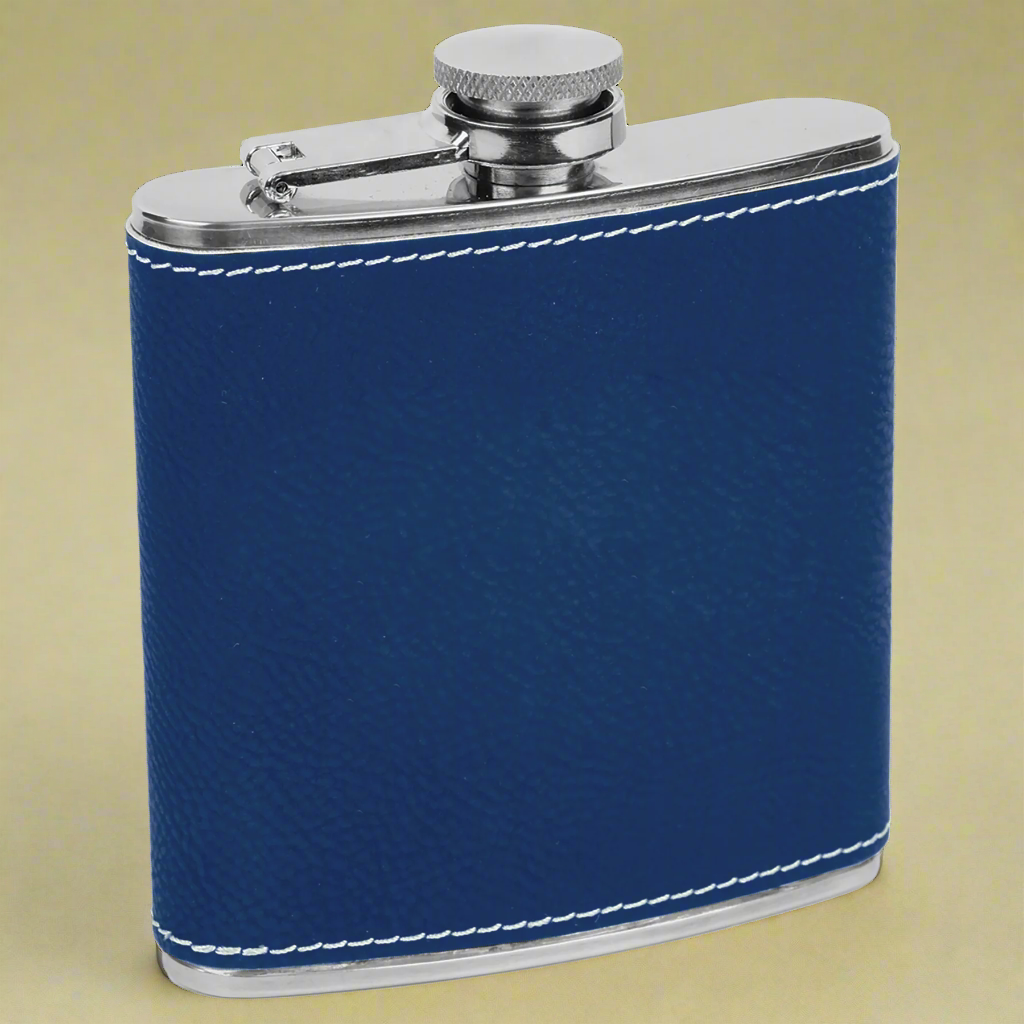 Leatherette Flask in Blue/Silver by Carve & Burn, Miami