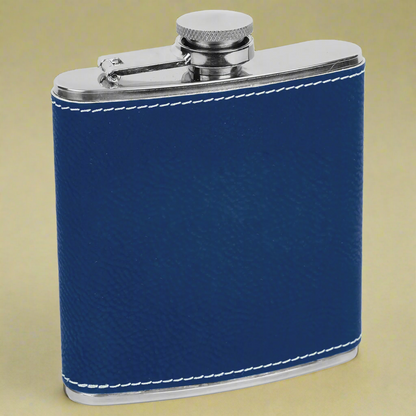 Leatherette Flask in Blue/Silver by Carve & Burn, Miami