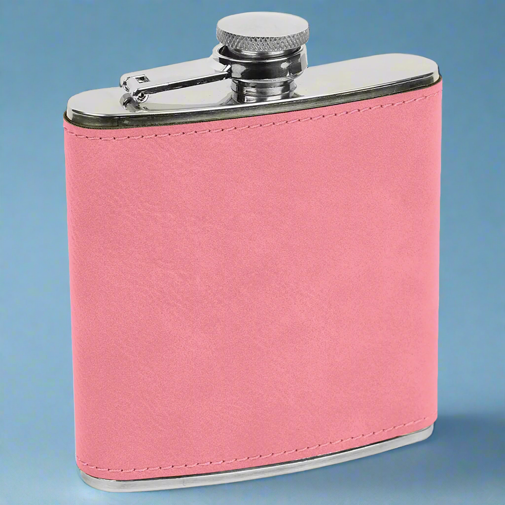 Leatherette Flask in Pink by Carve & Burn, Miami