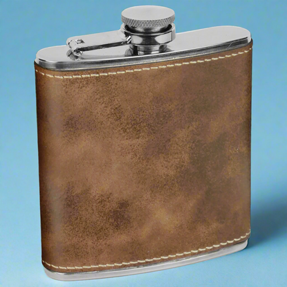 Leatherette Flask in Rustic/Gold by Carve & Burn, Miami
