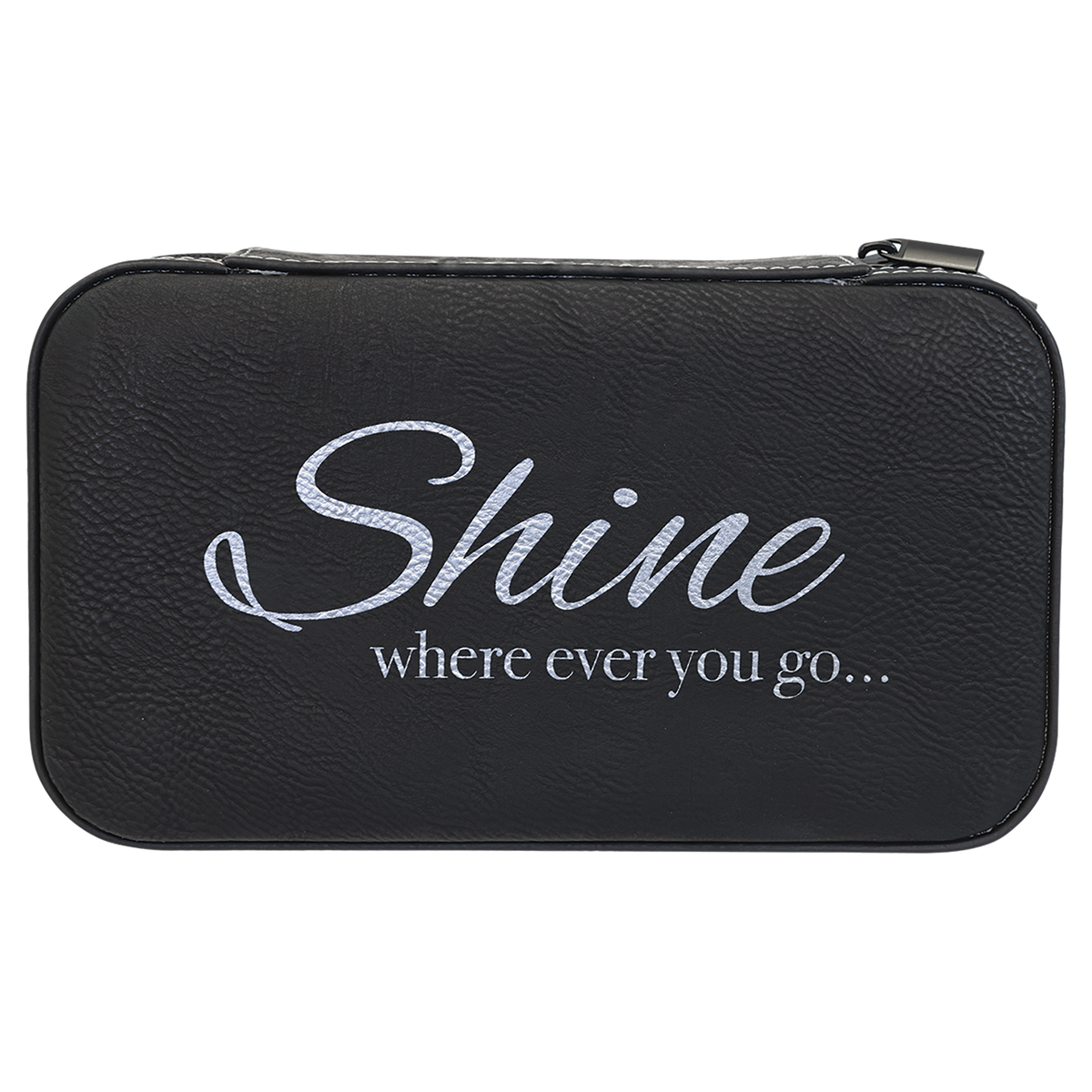 Leatherette Travel Jewelry Box in Black/Silver by Carve & Burn, Miami