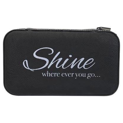 Leatherette Travel Jewelry Box in Black/Silver by Carve & Burn, Miami