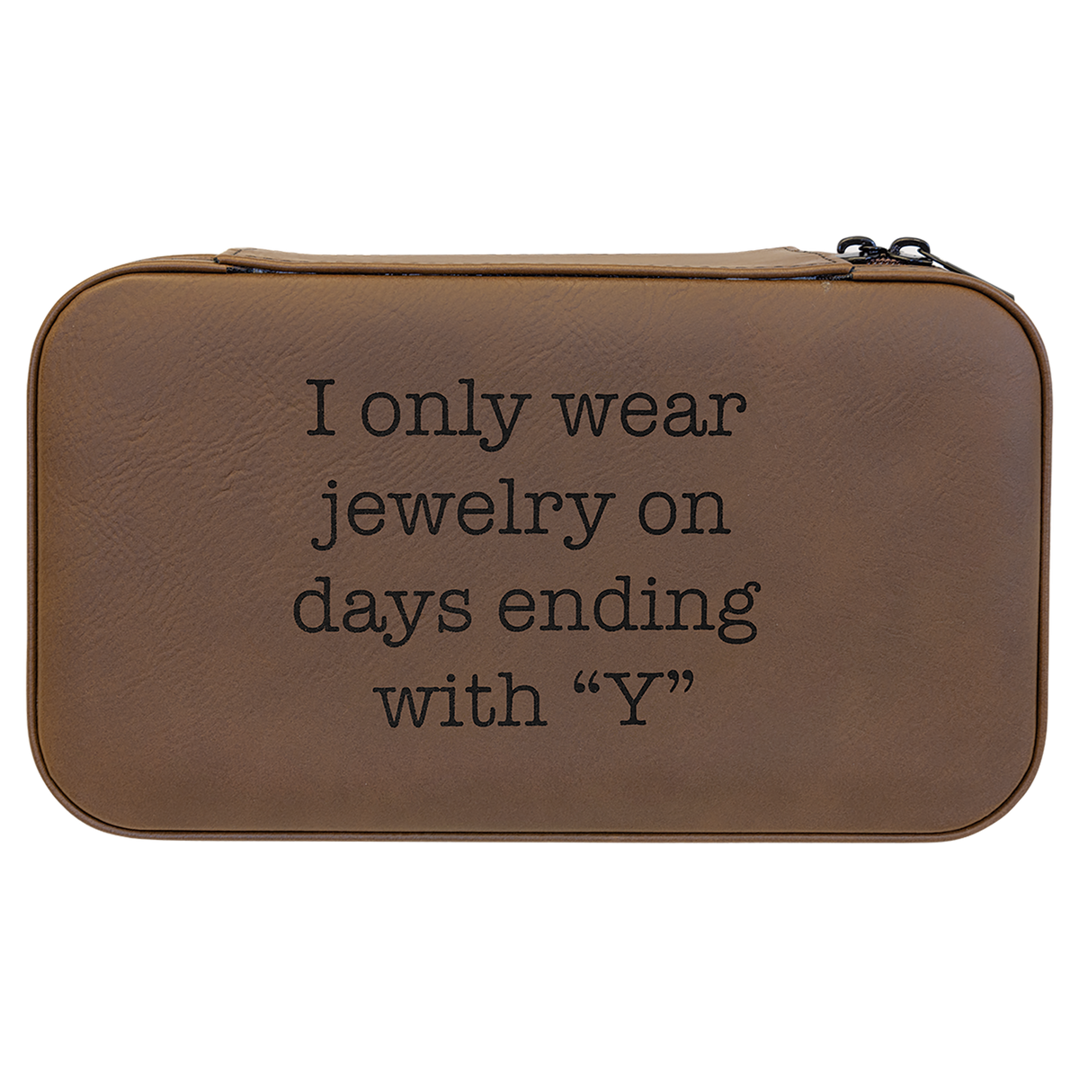Leatherette Travel Jewelry Box in Dark Brown by Carve & Burn, Miami