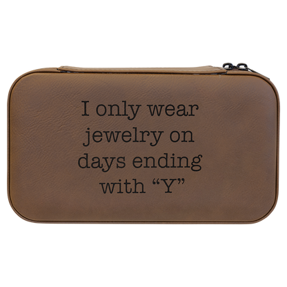 Leatherette Travel Jewelry Box in Dark Brown by Carve & Burn, Miami