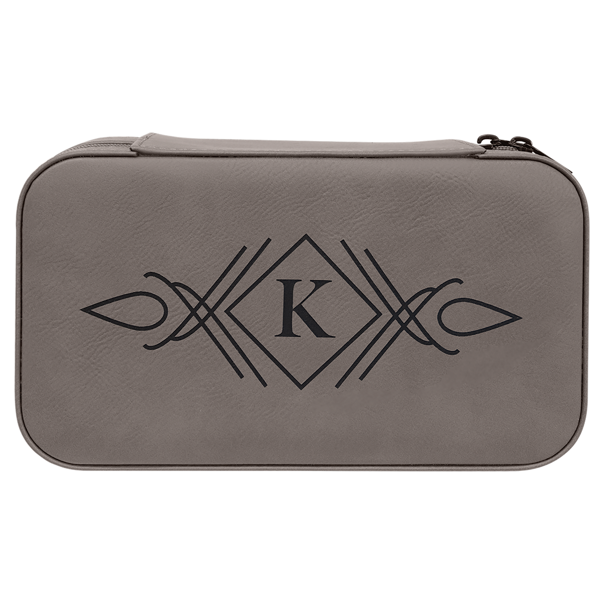 Leatherette Travel Jewelry Box in Gray by Carve & Burn, Miami