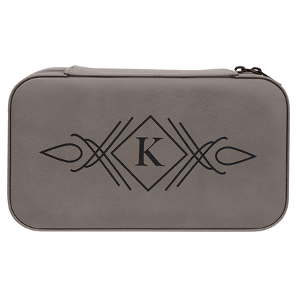 Leatherette Travel Jewelry Box in Gray by Carve & Burn, Miami