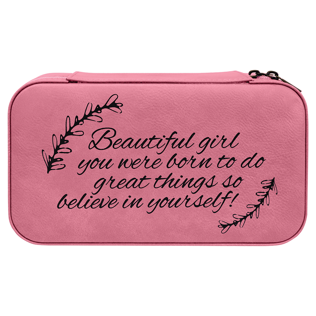 Leatherette Travel Jewelry Box in Pink by Carve & Burn, Miami