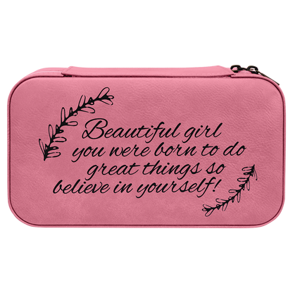 Leatherette Travel Jewelry Box in Pink by Carve & Burn, Miami