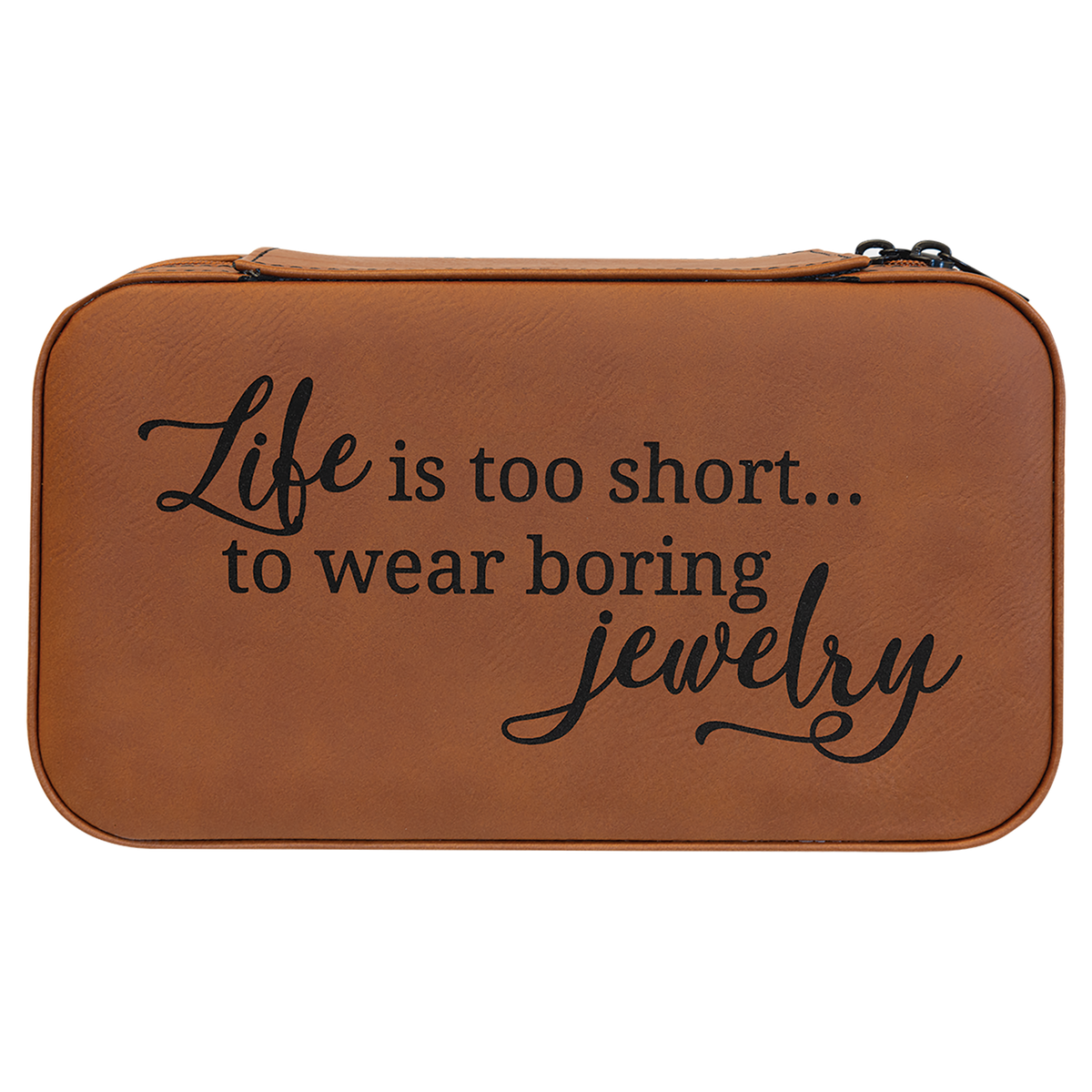 Leatherette Travel Jewelry Box in Rawhide by Carve & Burn, Miami
