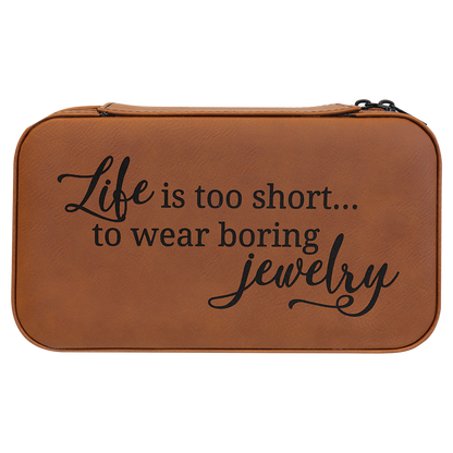 Leatherette Travel Jewelry Box in Rawhide by Carve & Burn, Miami