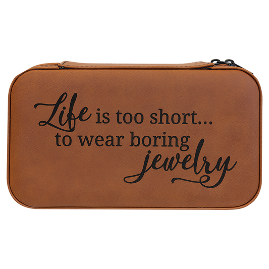 Leatherette Travel Jewelry Box in Rawhide by Carve & Burn, Miami