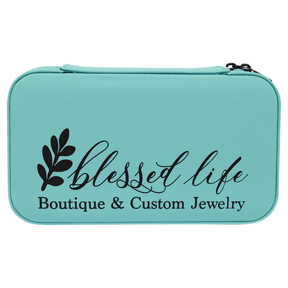 Leatherette Travel Jewelry Box in Teal by Carve & Burn, Miami