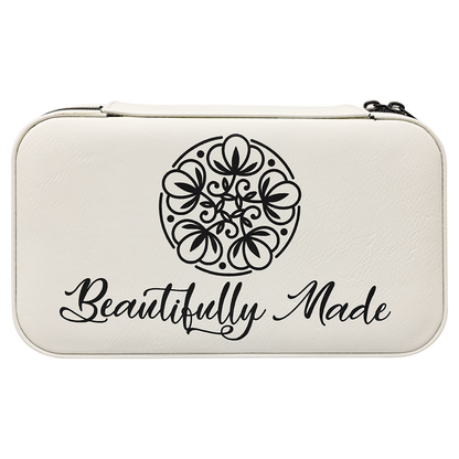 Leatherette Travel Jewelry Box in White by Carve & Burn, Miami