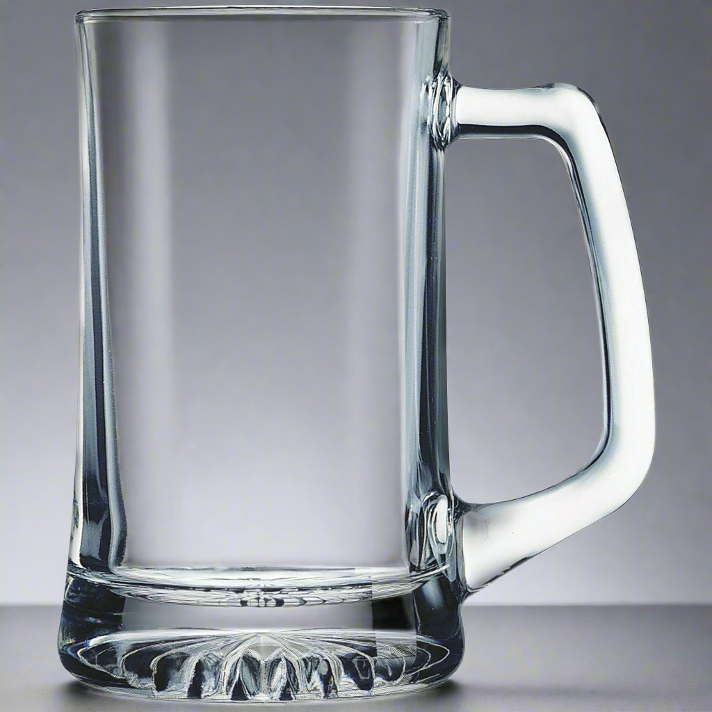 25 oz beer mug with handle, laser engraved by Carve & Burn in Miami