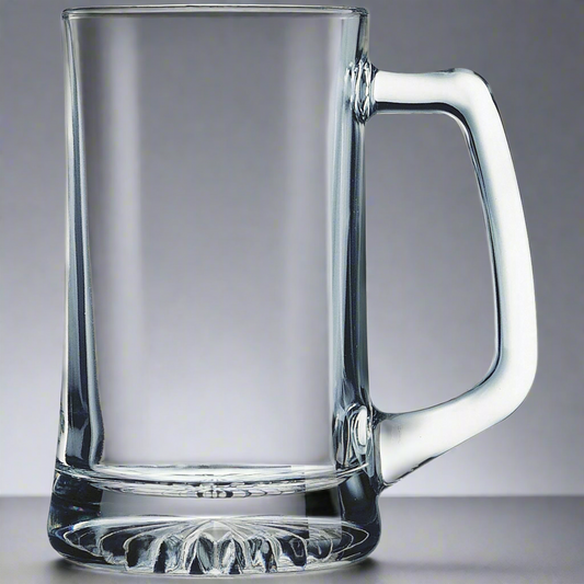 25 oz beer mug with handle, laser engraved by Carve & Burn in Miami