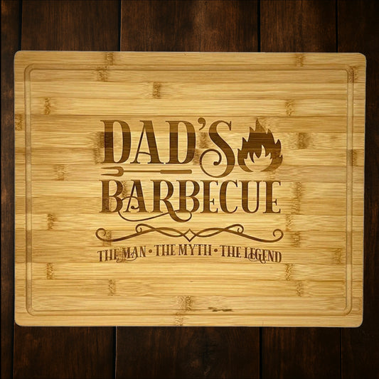 Bamboo cutting board with drip ring, laser engraved by Carve & Burn in Miami