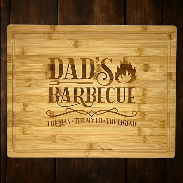 Bamboo cutting board with drip ring, laser engraved by Carve & Burn in Miami