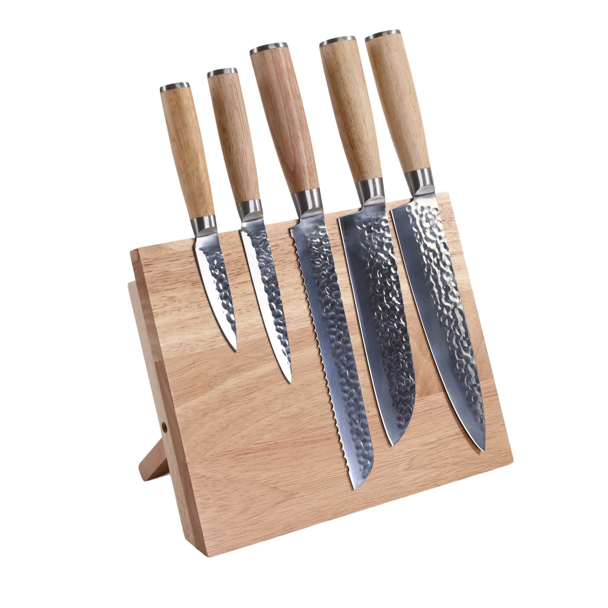 Personalized kitchen knife set with magnetic wood block
