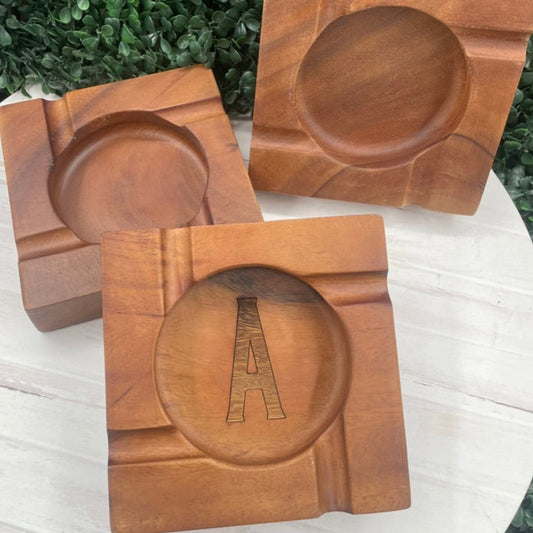 Wooden cigar ashtray, laser engraved by Carve & Burn in Miami