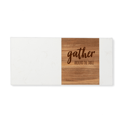 Rectangle White Marble and Acacia Wood Serving Boards 7" x 15"