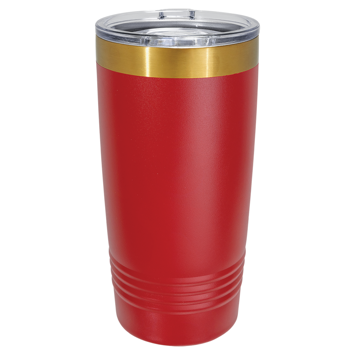 Red and gold 20 oz gold ion tumbler, blank before engraving