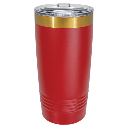 Red and gold 20 oz gold ion tumbler, blank before engraving