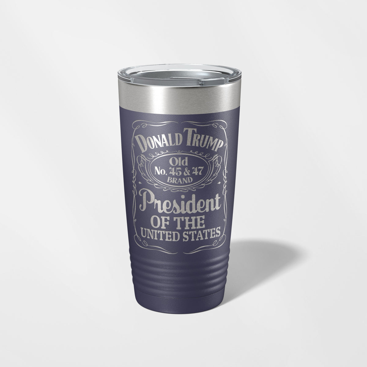 Smooth as Trump 45 & 47 tumbler in Navy by Carve & Burn, Miami