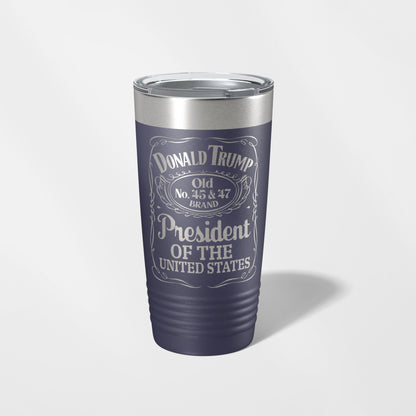 Smooth as Trump 45 & 47 tumbler in Navy by Carve & Burn, Miami