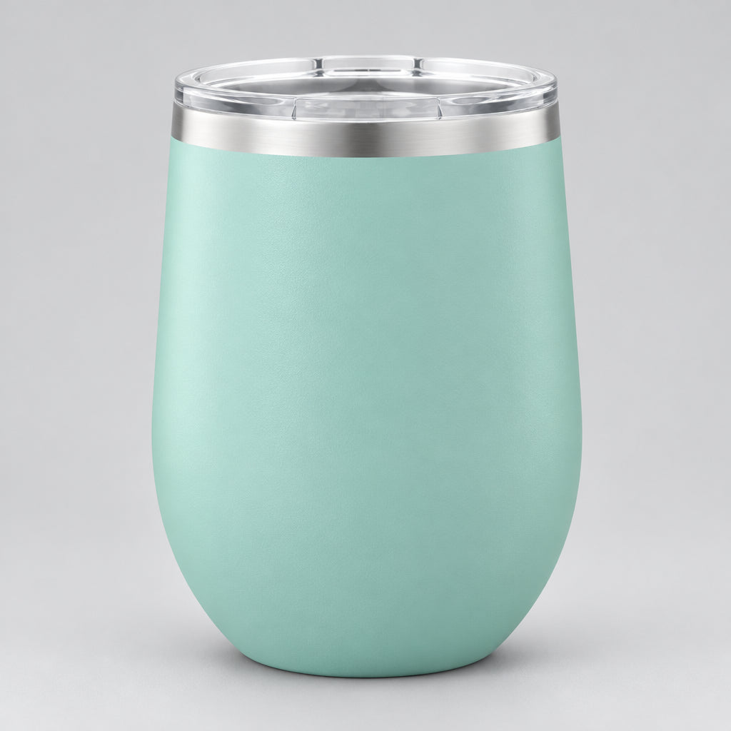 Teal (mint) insulated 12 oz stemless wine tumbler for custom engraving