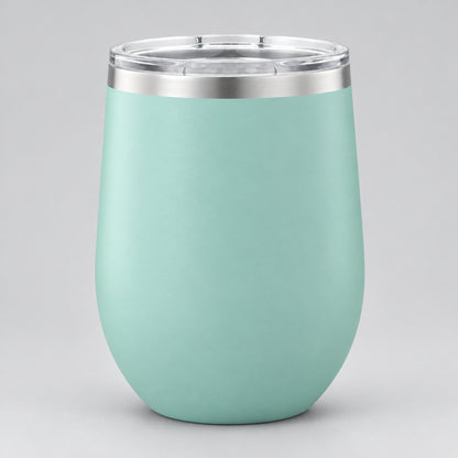 Teal (mint) insulated 12 oz stemless wine tumbler for custom engraving