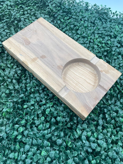 Walnut cigar and whiskey glass tray blank with round glass recess
