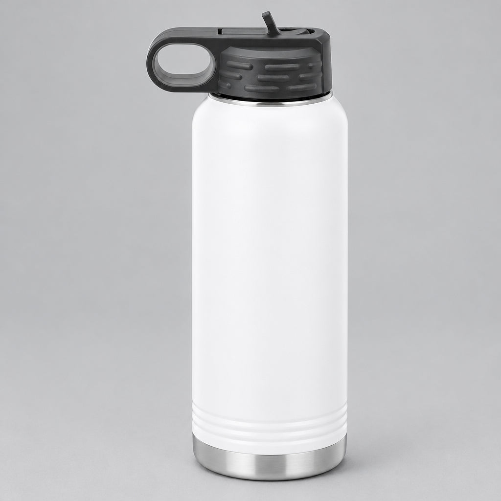 White stainless steel water bottle for custom engraving, 32 oz or 40 oz