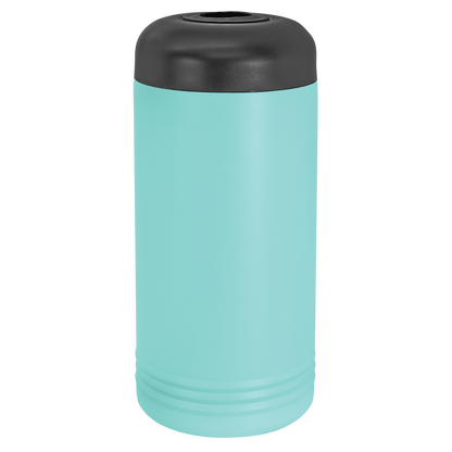 Teal insulated slim can and wine chiller, ready for custom engraving