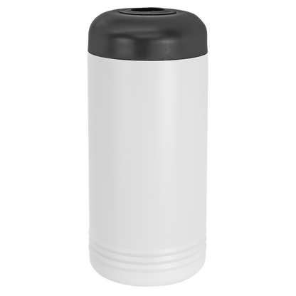White insulated slim can and wine chiller, ready for custom engraving