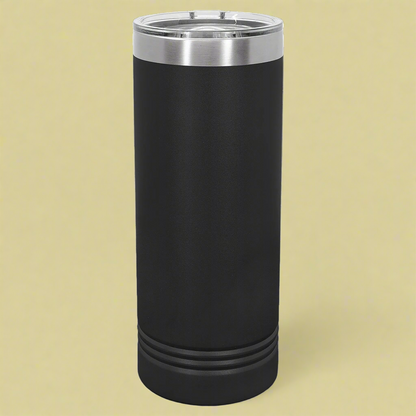 22oz Skinny Stainless Steel Tumbler in Black by Carve & Burn, Miami