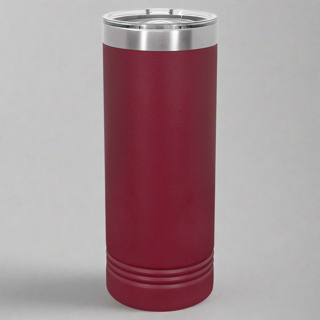 22oz Skinny Stainless Steel Tumbler in Maroon by Carve & Burn, Miami