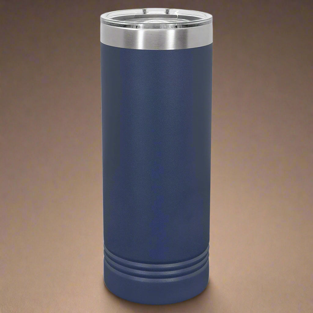 22oz Skinny Stainless Steel Tumbler in Navy Blue by Carve & Burn, Miami