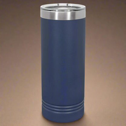 22oz Skinny Stainless Steel Tumbler in Navy Blue by Carve & Burn, Miami