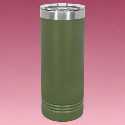 22oz Skinny Stainless Steel Tumbler in Olive Green by Carve & Burn, Miami
