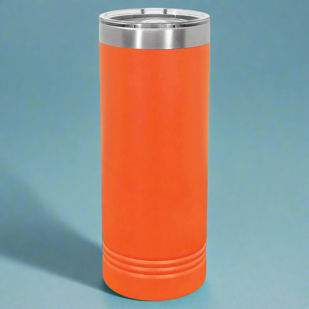 22oz Skinny Stainless Steel Tumbler in Orange by Carve & Burn, Miami
