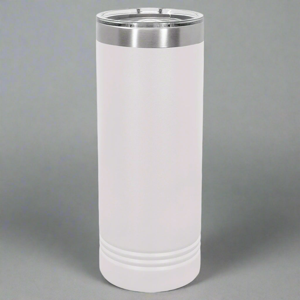 22oz Skinny Stainless Steel Tumbler in White by Carve & Burn, Miami