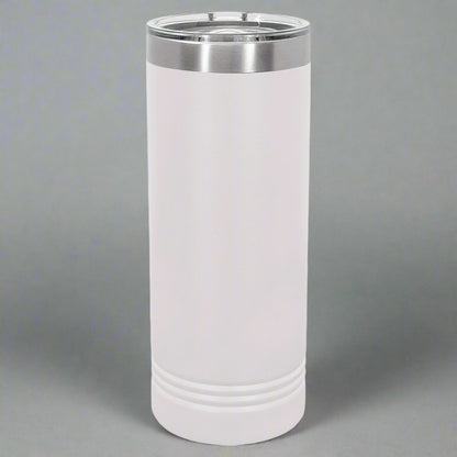 22oz Skinny Stainless Steel Tumbler in White by Carve & Burn, Miami