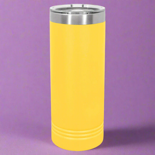 22oz Skinny Stainless Steel Tumbler in Yellow by Carve & Burn, Miami