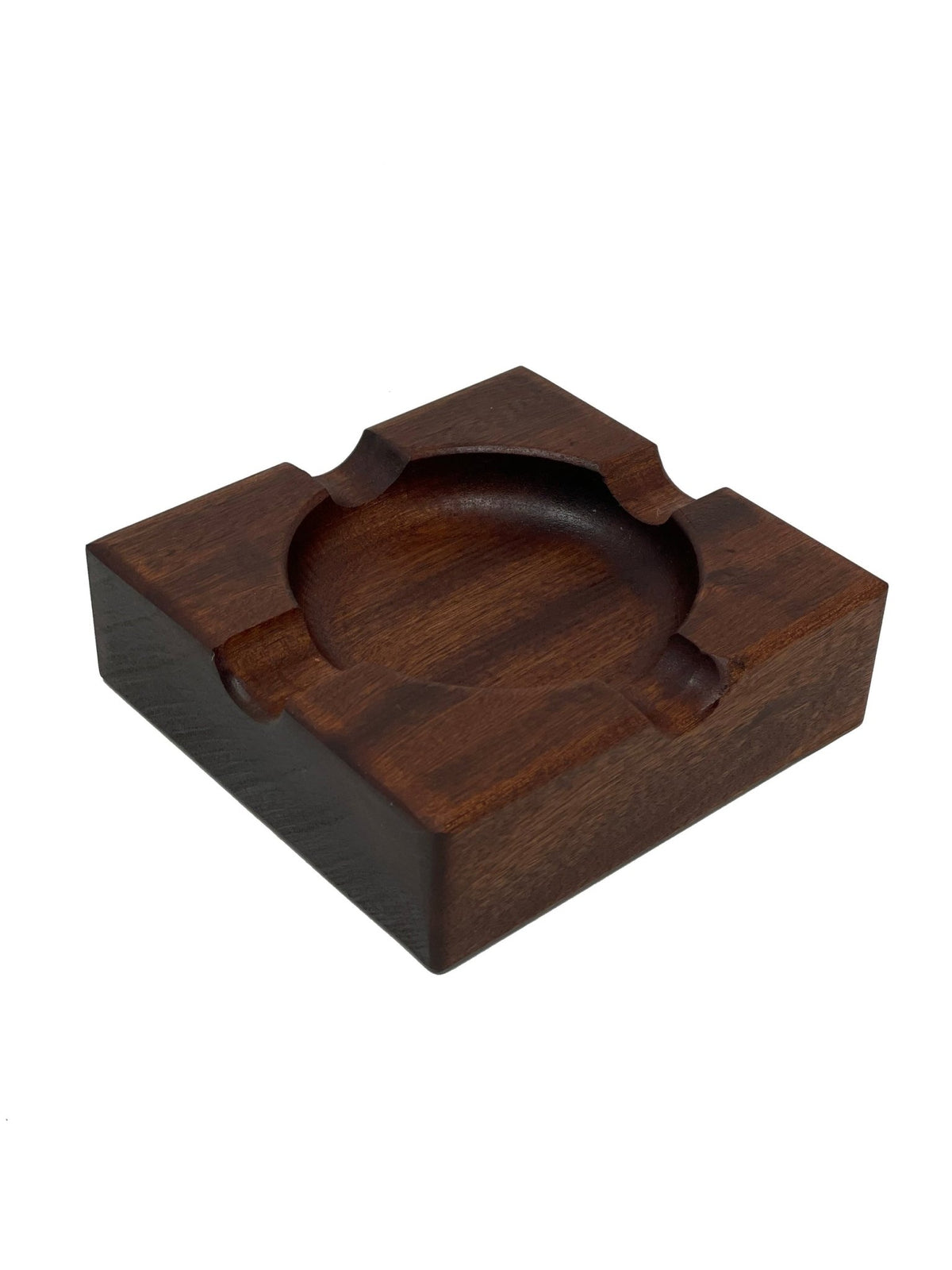 6 x 6 inch black walnut cigar ashtray with four cigar rests